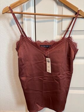 NWT Abercrombie & Fitch Satin Lace-Trim Cami